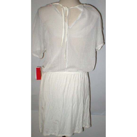 NWT New Josie by Natori Small S White Womens Cover up Dress Mesh Back Tie Soft - Picture 2 of 6